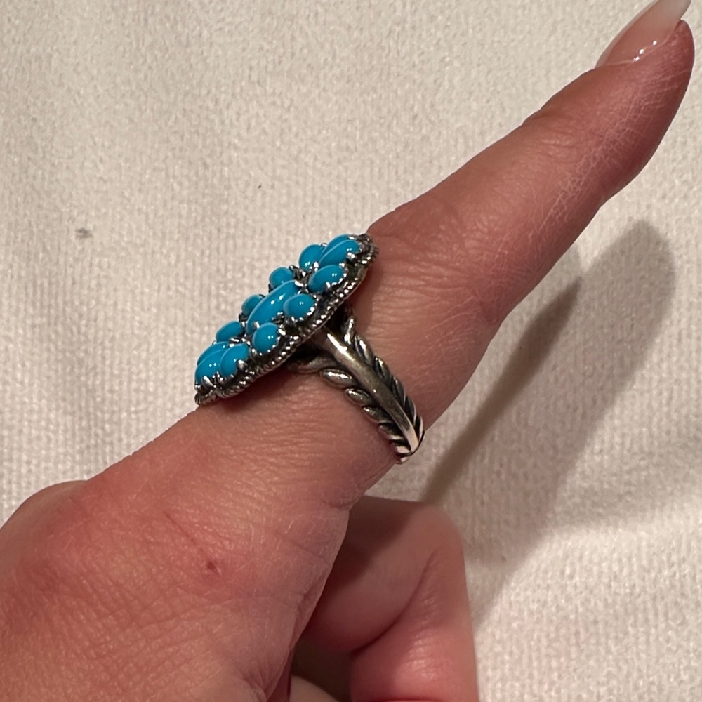 Turquoise Silver Statement Ring, 8.5 - image 2